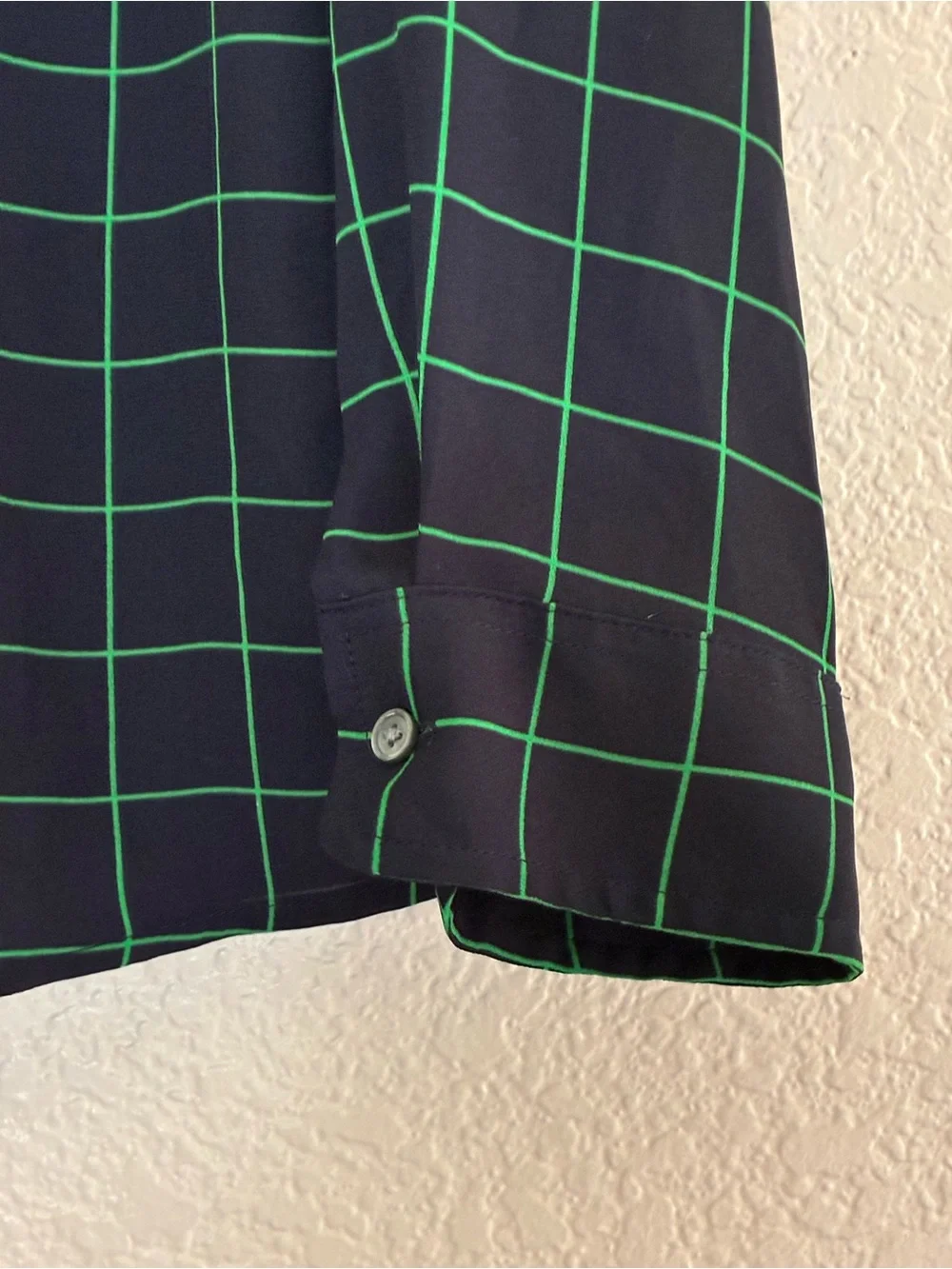 J. Crew | Navy and green airy lightweight long sleeve button front blouse small